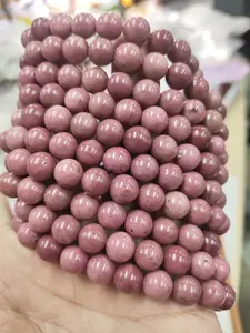 8mm Round Beads Pink High-Grade Rhodonite Fashionable Bracelet, Non-Natural Crystal Jewelry Accessory