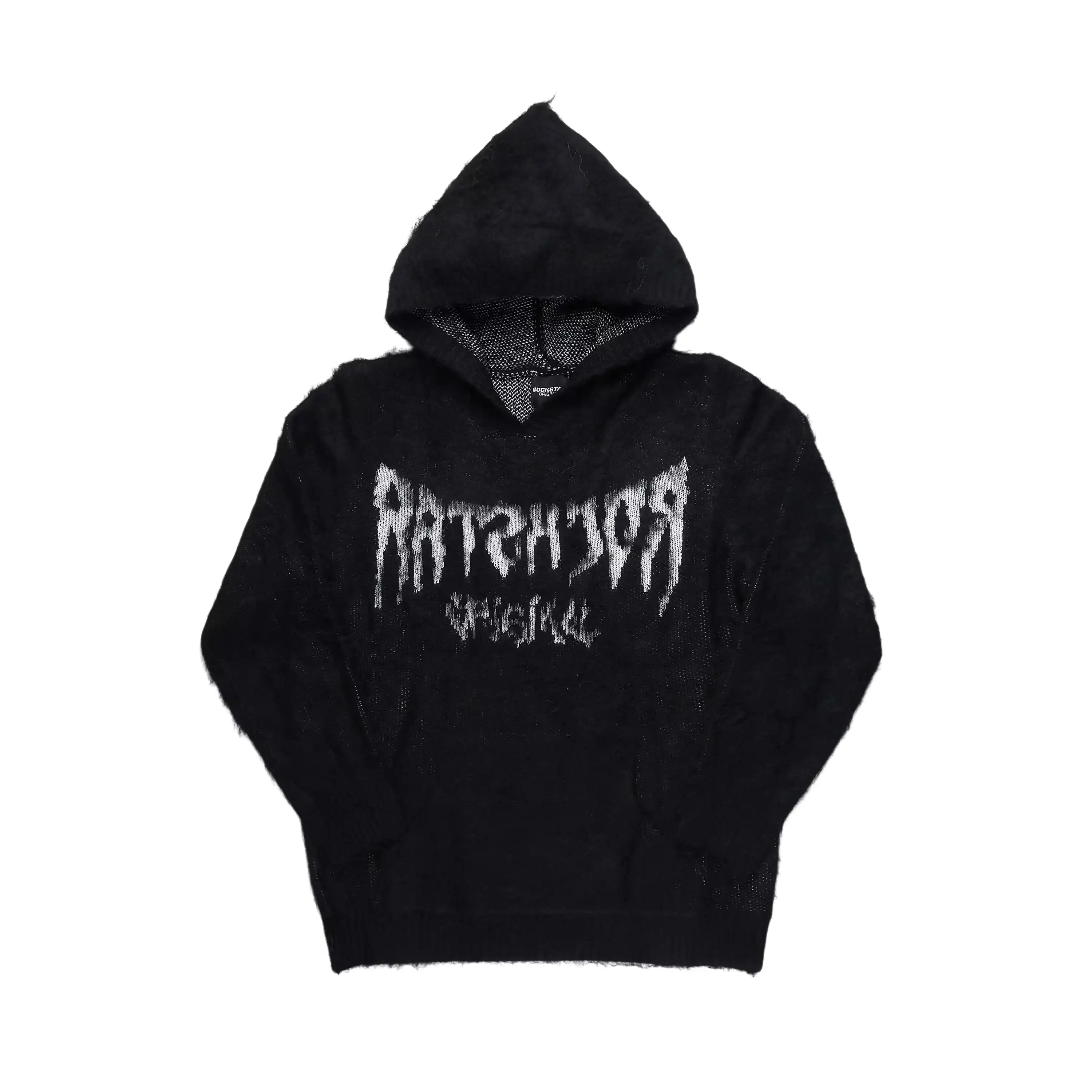 Andreas Black Reflected Graphic Knitted Hoodie