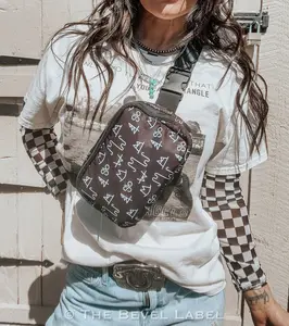 Women's Boho Style Black Crossbody Shoulder Bag with Buckle