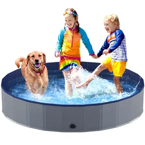 Foldable Pet Swimming Pool for Dogs & Kids, Portable Kiddie Pool, Collapsible Dog Bath Tub, Dog Pool, Non-Slip Wash Tub for Dogs & Kids, Durable & PVC Doggie Wading Pool, Multi-Use Bath for Garden/Beach/Yard/Home, Duck Farming Pool, Camping, #SummerVibes