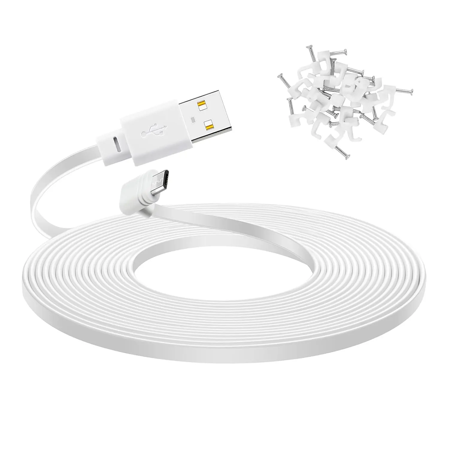 30 ft Extension Cable for WYZE Cam Pan V3, 90 Degree Micro to USB Power Cord for Cam v3 Pro 2K Home Security Camera, White