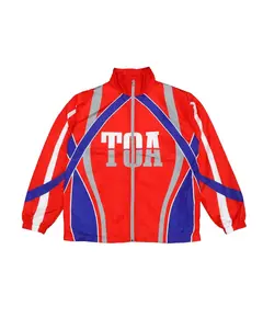 TOA Retro Colorblock Windbreaker Jacket | Y2K Streetwear Oversized Zip Up Track Jacket, Casual Unisex Lightweight Sporty Bomber Coat