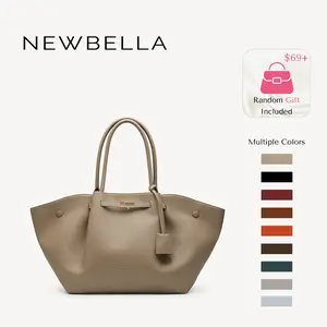 NEWBELLA Marella Collapsible Top Handle Tote - Women's Elegant PU Leather Purse, Detachable Charm, Magnetic Closure, 23.6"x12.6"x5.5"x11", Mothers Day Gift, Mom Gift, Work Bags for Women, Summer Everyday Tote Bags