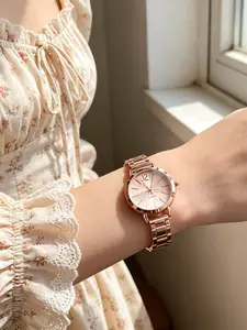 Fashion Quartz Watch for Women's Luxury Watch, Simple Circular Dial, Stainless Steel Women's Watch