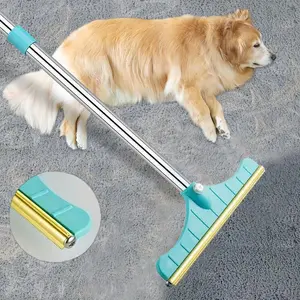 Pet Hair Rake Adjustable Handle Hair Remover Rake, Pet Hair Cleaning Rake with Hanging Ring, Power Broom Reusable Fur & Lint Cleaner for Dog & Cat Hairs, Scraper Tool for Carpets, Rugs & Sofas