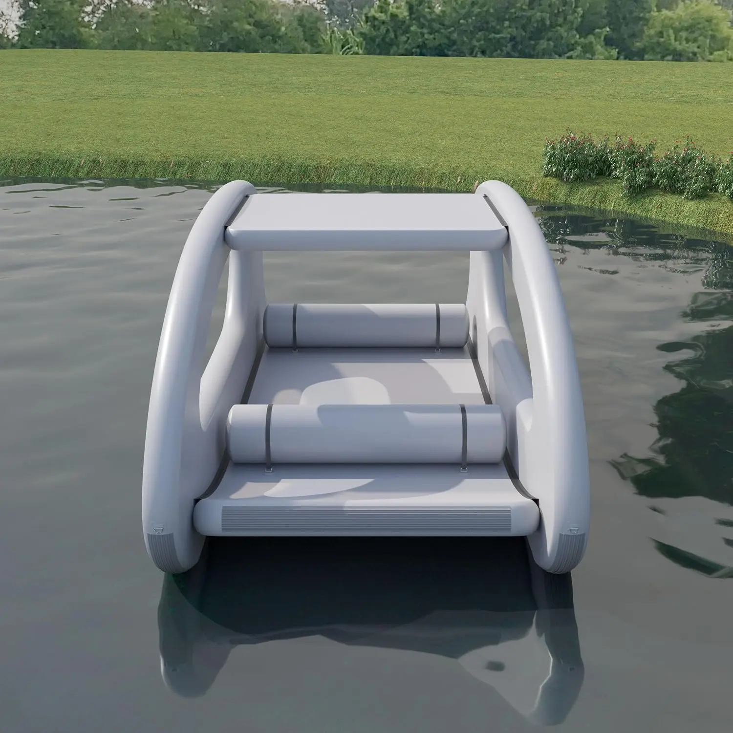 KIWHHInflatable Electric Boat Long-Range & Portable Solar-Powered Watercraft PVC Inflatable House Boat for Ocean Lake Water Play