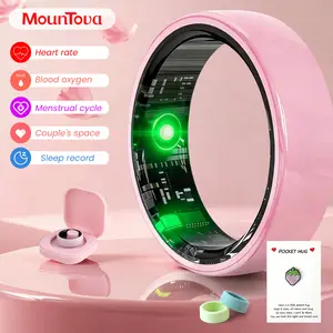 #6-#11 Pink White & Black Ceramic Smart Rings for Women & Men,Waterproof Wearable Fitness Trackers,Heart Rate,Stress & Cycle Monitor,Sleep Tracker, IP68 Waterproof,5-7 Day Battery, iOS & Android Compatible with Charging Case,Couple Gift