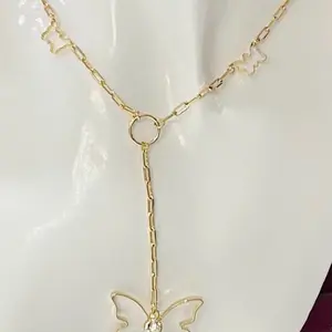 18k Gold Plated Butterfly Necklace 18” with Delicate Chain and Elegant Design for Women