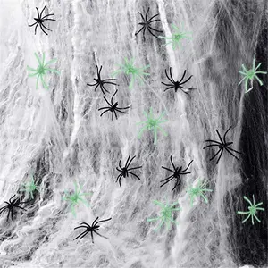 300sqft Spider Webs Halloween Decorations,Stretchy Spider Web Cobwebs with 10 Glow Fake Spider 10 Creepy Black Spiders White Webbing Outdoor Indoor Haunted House Spooky Party Décor
