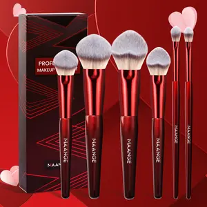 6 Counts/set Makeup Brushes, Soft Foundation Blush Powder Eyeshadow Contour Brush Smudge Brush, Glam Makeup Tools with Soft Fiber and Skin Friendly for Easy Carrying, Cosmetics Red