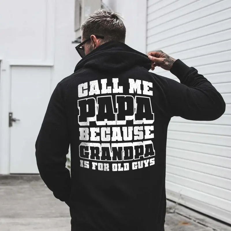 Men's Call Me Papa Graphic T-Shirt, Biker-Inspired Premium Cotton Fabric, Casual Style Unisex Tee for Father's Day, Tops, Streetwear