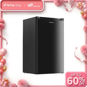 Upstreman mini fridges 3.2 Cu.Ft with Freezer Compact Single-Door Fridge for Dorm Office Bedroom BR321 Adjustable Temperature Thermostat Energy-Efficient Quiet Operation 3 Removable Shelves & Crisper Drawer pantry drink fridge skincare fridge tiktokshopsp