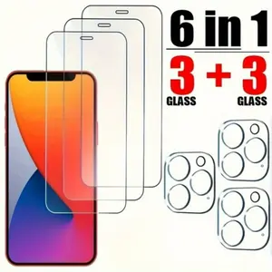 Top-Quality 6 in 1 Tempered Glass Screen Protector with Anti-Fingerprint Technology for iPhone 12/13/14/15/16 - Protect Your Phone Screen Now!