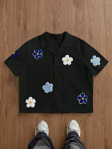 Men's Loose Floral Print Shirt, Casual Summer Woven Fabric, Fitted Style, Moderate Thickness, Perfect for Daily Wear