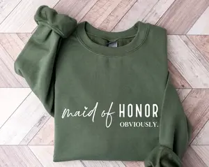 Maid of Honor Sweatshirt, Maid of Honor Obviously, Bridesmaid Gift, Bridesmaid Tee, Bridesmaid, Bridal Gifts, Wedding Gift, Wedding Sweater Cotton Crewneck Sweater Womenswear Tops Women Lady