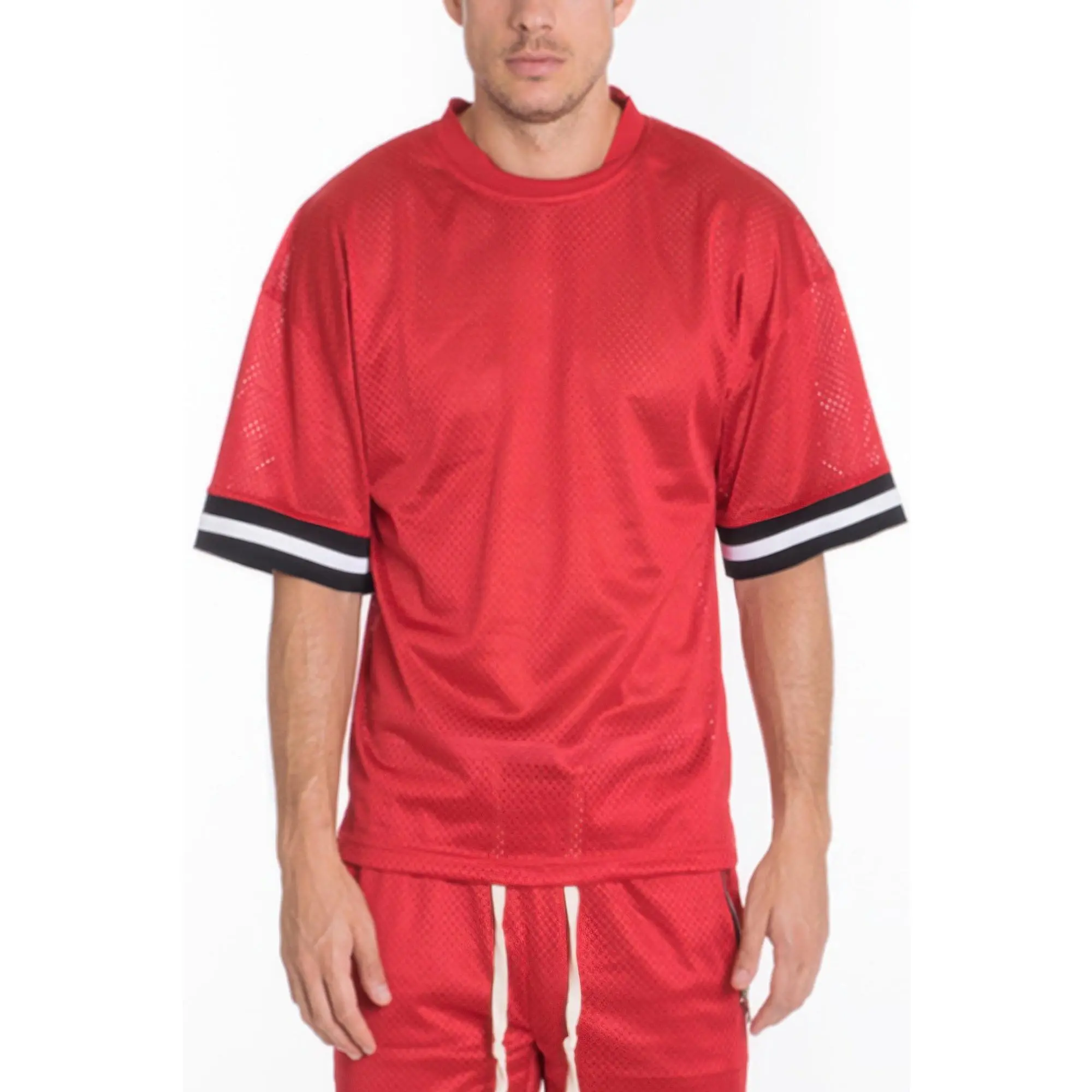 Athletic Tshirt with Mesh Sleeve Tape, Men's Athletic Wear Short Sleeve Tops for Gym, Running