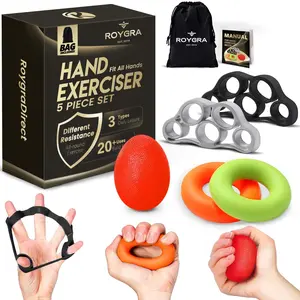 Grip Strength Trainer (5 Pack), Forearm Strengthener, Stress Balls for Adults, Hand Strengthening Devices, Wrist Finger Strengthener, Physical Therapy Exercise Equipment, Golf Baseball Climbing