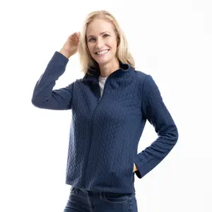 CozyCable Jacquard Jersey Knit Jacket Navy Casual Fabric