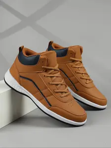 Men's High Top Casual Sneakers, Lightweight Comfortable Running Shoes, Fashionable Running Shoes, Fashion All Season Walking Shoes, Anti-Slip PU Leather, Outdoor Sneakers