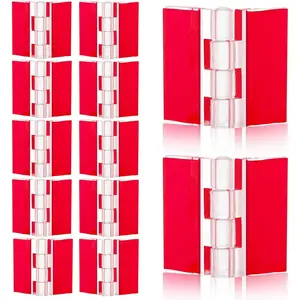 12 Pcs Plastic Acrylic Hinges - Self Adhesive Clear Small Hinges for Cabinet Aquarium Lid Furniture Display Stand, 35x30mm