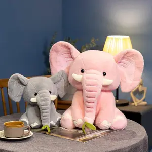 Nice 1pc 25/40cm Cartoon Cute Elephant Plush Doll Long Nose Pink Grey Sitting Animal Stuffed Toy Home Decor Gift For Boys Girls