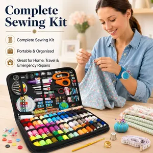 Portable Large Sewing Kit Box for Adults,Premium Sewing Supplies Set, Complete Sew Kit of Needle and Thread for Beginners, Travel Emergency,Emergency Small Mini Sewing Supplies,Basic Home Hand Sewing Repair Kits DIY Repair Needlework, Crafts