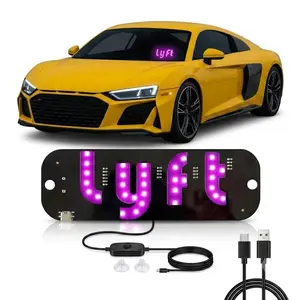 Lyft Uber LED Car Sign for Windshield, Pink LED Taxi Light Sign for Drivers, USB Powered Car Window Identification Glow Light with Suction Cups, Universal for Cars, SUVs, Trucks
