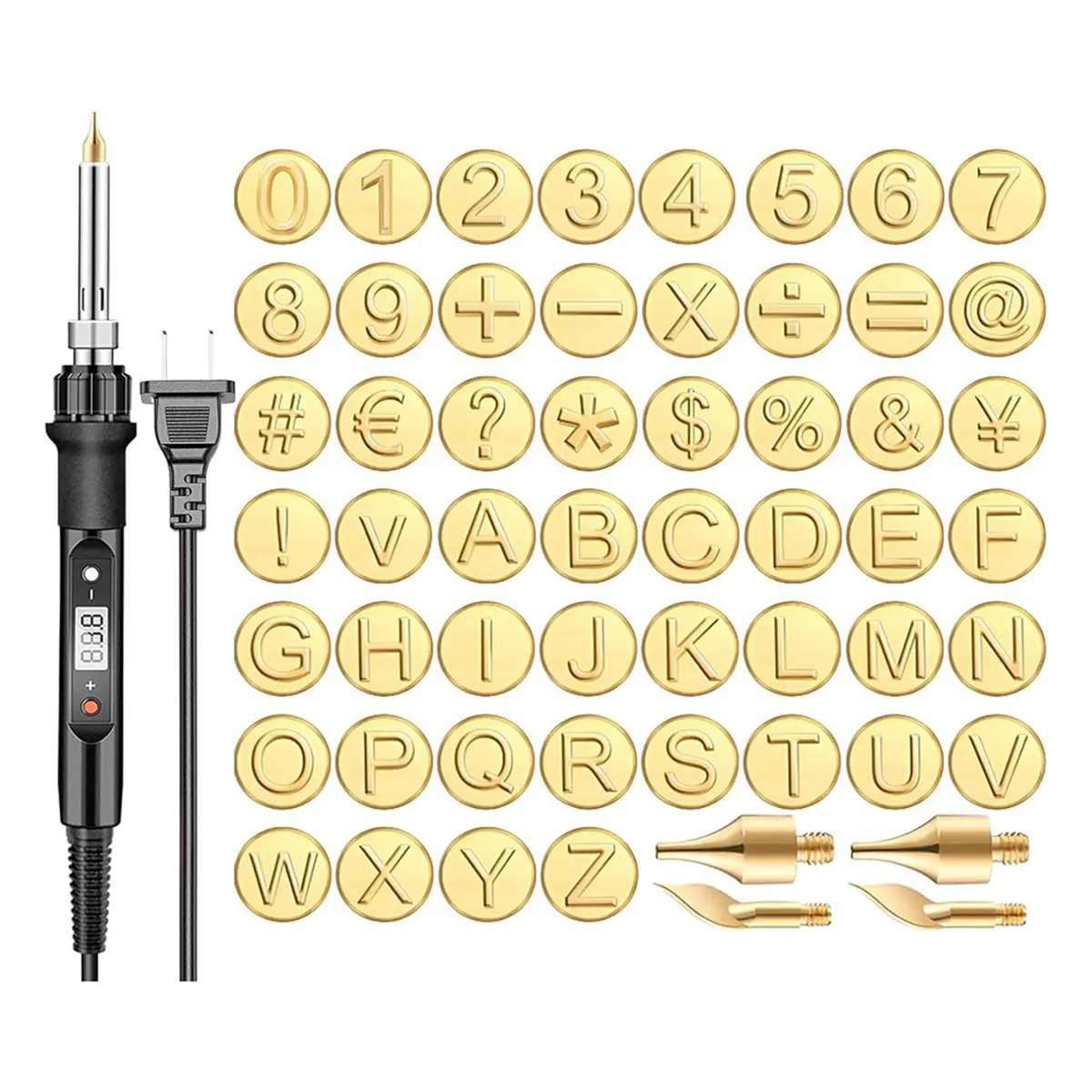 Durable 56-Pcs Wood Burning Kit with Letter Stencils - US Plug Soldering Iron Tool Set for Wood, Leather DIY Crafts (Home Supplies)