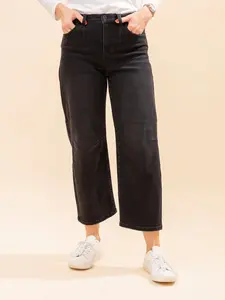 Risen Mid Rise Fit Crop Wide Barrel Leg Jeans | 0-3X