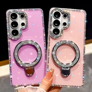 Premium Aesthetic Ring Stand Phone Case, Full Lens Protection for Galaxy S23/s24/s25/s26 Ultra, Slim Soft Shockproof Design, Trendy Fairy Style