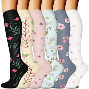 6 Pairs Compression Socks for Women and Men 15-20mmHg Graduated Support Ideal for Long Shifts Flights and Workouts