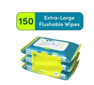 Sensitive Skin Safe Flushable Butt Wipes, Shea-Coconut Scent, 3 Pack, 150 Wipes Total