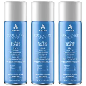 Pack of 3 ANDIS Cool Care Plus Clipper Spray 5-In-1 3 x CL-12750 Cleaner Hygiene