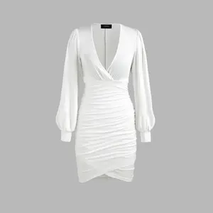 Cider [3 colors, size 2-26] Solid Ruched V-neck Dress [LIVE ONLY] SwimWeek