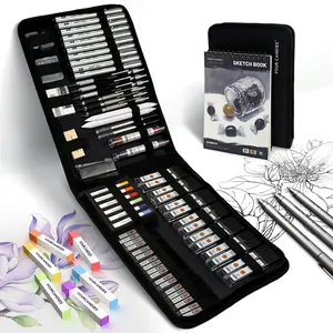 Four Candies 73/52PCS Advanced Art Supplies Drawing Kit with Fineliner Pens, Mechanical Pencils, 3-Color Sketchbook, Charcoal Sticks,Pastels for Sketching Drawing Comics Gifts for Professionals Artists