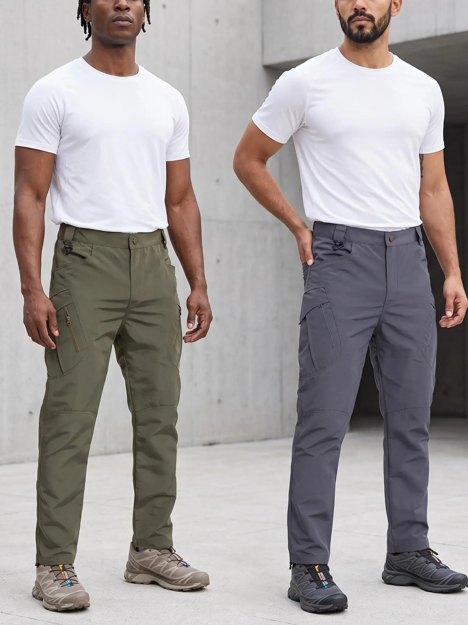 2 PACK Men's Tactical Cargo Pants in Rip Resistant Knit with Multiple Pockets for Outdoor Hiking, Camping & Work, Menswear