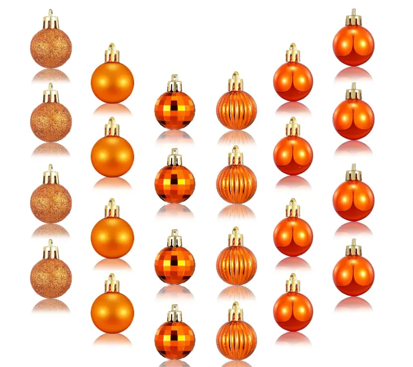 36 Pieces Christmas Ball Ornaments Plastic Hanging Christmas Ball Baubles Decoration for Tree with Hanging Loop Christmas Halloween Party Indoor Outdoor, 1.18 Inch (Bronze)