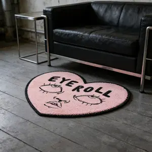 Heart Eye Roll Letter Pattern Bedroom Carpet, Non-Slip Soft Plush Rug Mat, Valentine's Day Gift Decor, Living Room Floor Covering