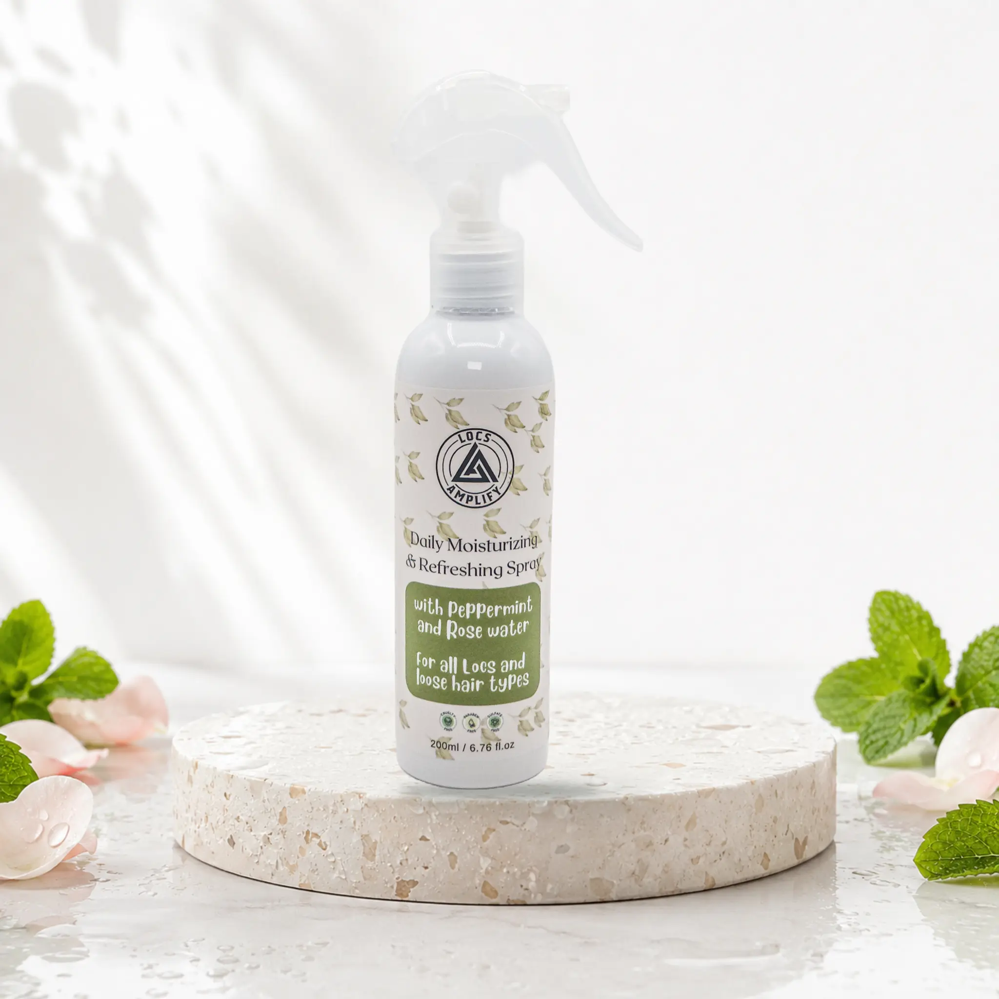 Locs Amplify Daily Moisturizing Refreshing Spray | For Locs, Dreadlocks, Braids & Natural Hair | Peppermint • Rose Water • Lightweight Hydration | 200 ml
