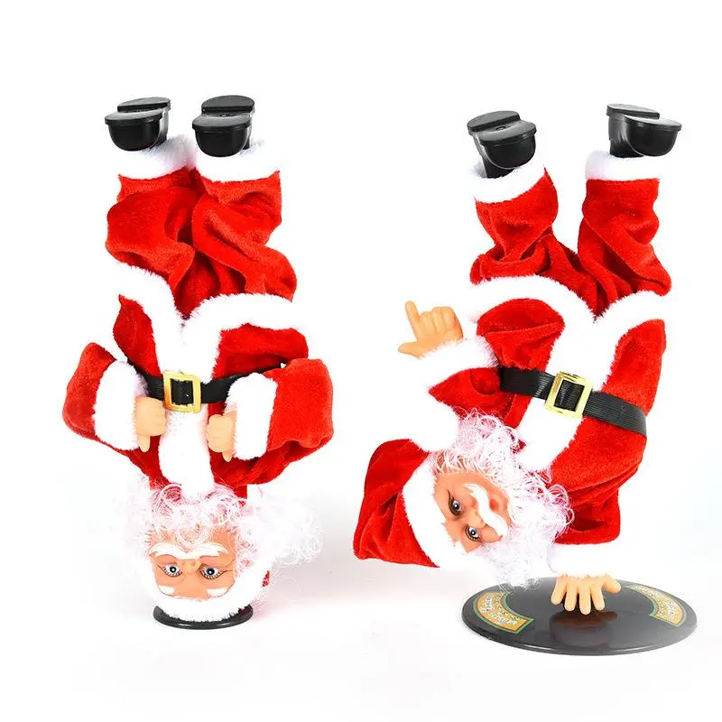1pc Electronic Musical Santa-Claus Plastic Plush Toy Plushies - Dancing, Handstand Trick - Indoor Holiday Christmas Decor, Kids' New Year Gift