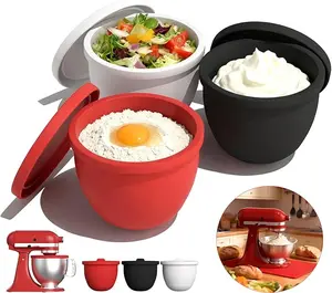 Mixer Bowl Food-Grade Silicone Liners for 5 Qt KitchenAid Non-Stick Reusable with Lids Dishwasher Safe Available