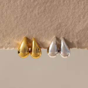 Chunky Tear Drop Studs by Caitlyn Minimalist - Bold Droplet Stud Earrings - Statement Earrings - Gold Jewelry - Best Friend Gift