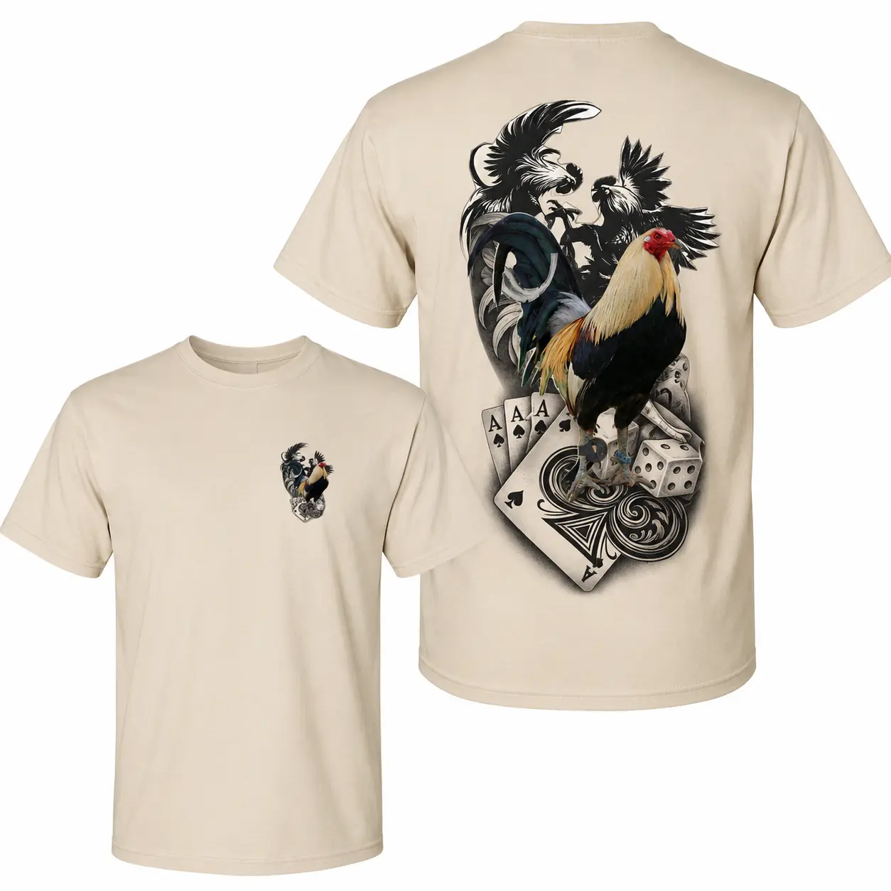 Gamefowl Rooster T-Shirt, Cock Fighting Graphic Tee, Chicken Derby Shirt, Rooster Poker Cards Dice Shirt, Farm Rooster Apparel, Country Western Chicken Tee, Gamefowl Lover Gift, Barnyard Graphic Shirt