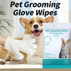 Pet Grooming Glove Wipes Set - 3 Packs x 18 Pieces Gentle Non-Irritating Formula for Dogs & Cats Single Use Hygienic Wipes daily care coconut oil Portable Deodorizing perfect gift