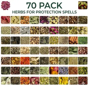 70-Pack Pure Herbs Set - All-In-1 Witchcraft Supplies for Wiccan Rituals, Spell Casting - Ideal for Beginner Wiccan DIY Enthusiasts (Candle & Soap Making Compatible)
