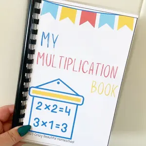 Multiplication Book for Kids - Laminated and Bound with Marker, 8 Pages, Compact Size, Homeschool, Learning book, Math, Workbooks, Dry erase, Child development, Third Grade, Activity book, Times table, Times table learning, math activity, Teach.