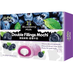 Bamboo House Chewy Mochi Dessert - Double-Filling Blueberry Milk Flavor, 6.3 oz Ambient Snack Cake Pastry
