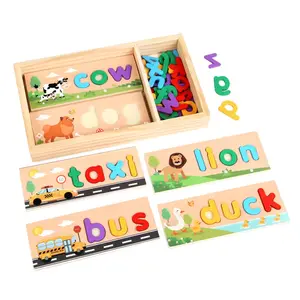 Wooden Educational Puzzle Set, Colorful Letters & Shapes Matching, Color Recognition & Logic Training Toy, English Word Learning Tool