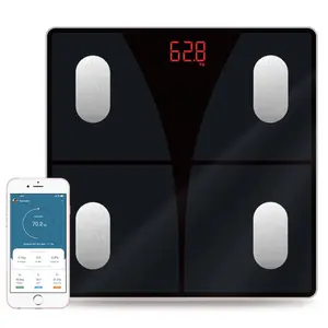 Scale for Body Weight and Fat Percentage, Digital Bathroom Smart Bluetooth Scale LED Display, 15 Body Composition Analyzer Baby Weight BMl Health Monitor Sync with App 400lbs - Black