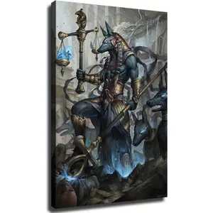 Egyptian Mythology Poster Anubis Rustic Canvas Wall Art Vintage for Living Room Bedroom Prints ainting Farmhouse Bathroom Home Kitchen Decor (20x30inch-Unframed)